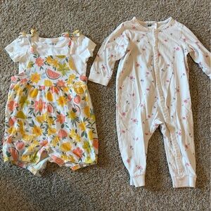 Bundle of Baby Girl Spring/Summer Rompers 6-9m
